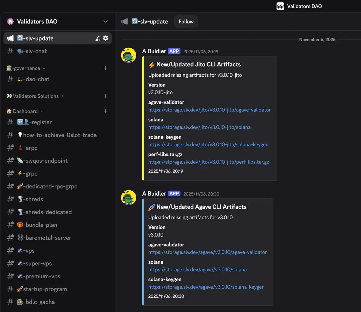 SLV Artifacts Update