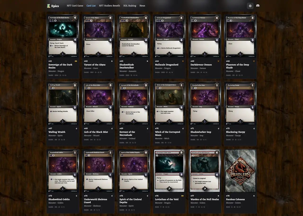 Buidlers Guild Dark Monster Cards