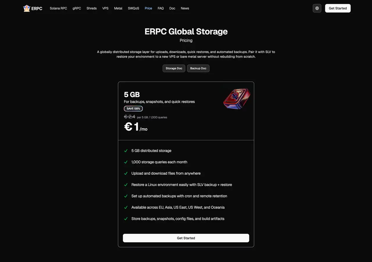 ERPC Global Storage Price