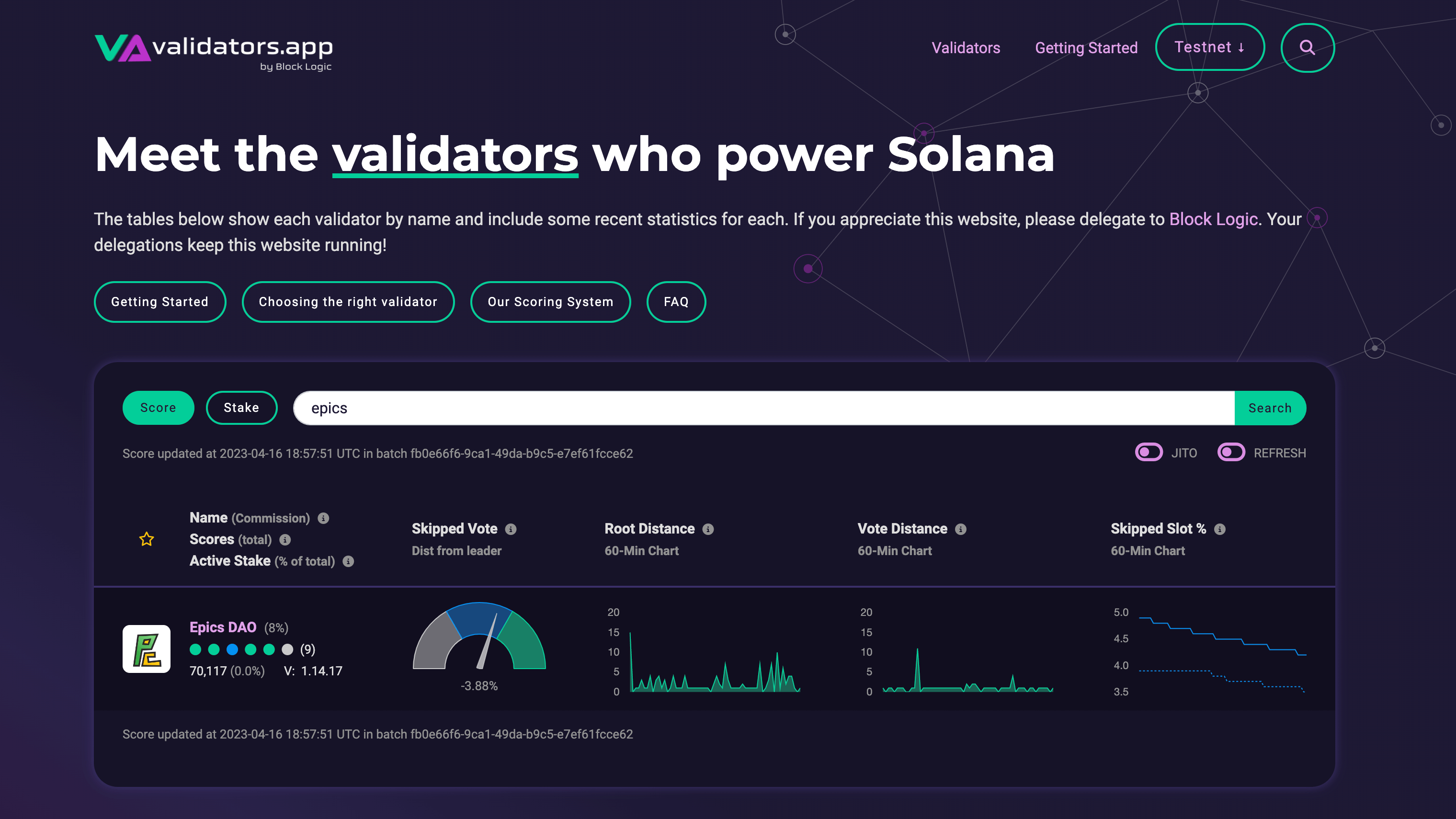 Epics DAO became a Solana Testnet Validator