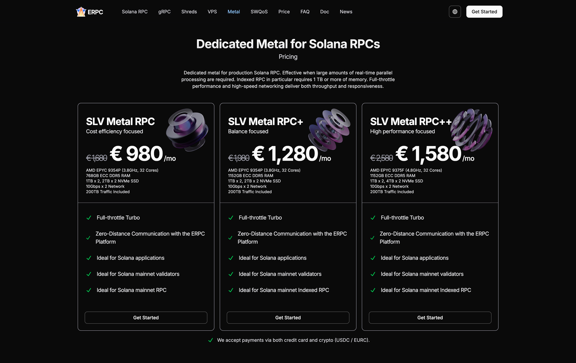 Dedicated Baremetal servers for Solana RPC